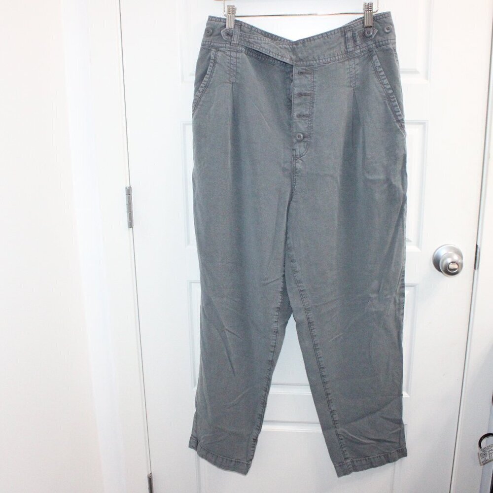 3/$30 American Eagle Pants Women 12 Gray Super Hi Rise Button Fly 100% Lyocell